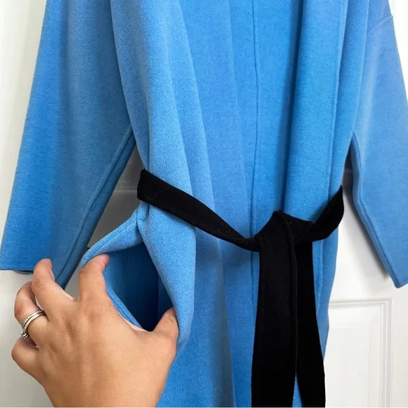 MAJE Oversized Dropped Shoulders Wool Coat with Contras Black Belt Size US4 Fall - Picture 11 of 16